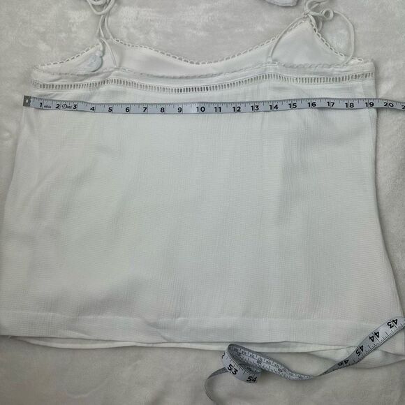 Vince Camuto Women's Size M‎ Tie Tassle Camisole Tank Top Ivory White With Lace - Picture 7 of 8